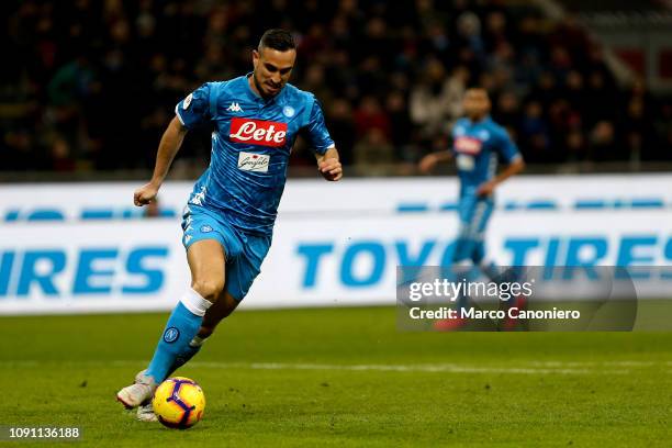 Nikola Maksimovic of Ssc Napoli in action during Coppa Italia quarter-finals football match between Ac Milan and Ssc Napoli. Ac Milan wins 2-0 over...