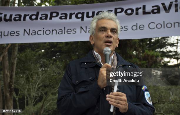 Minister of Environment and Sustainable Development of Colombia, Ricardo Lozano Picon makes a speech as he attends an event organized by National...