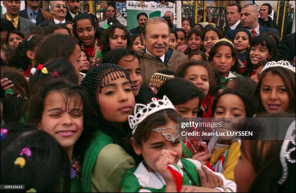 Algerian President Abdelaziz Bouteflika Visits The Wilaya Of El Oued, One Month Prior To The Presidential Election On March 2, 2004 In Biskra, Algeria