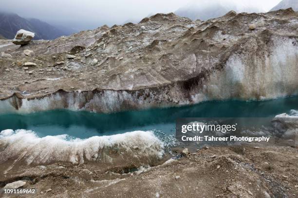 glacial stream on glacier - permafrost stock-fotos und bilder