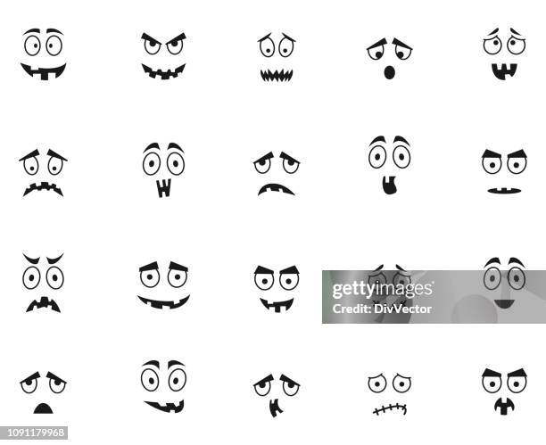 cartoon faces vector set - stand up comic stock illustrations