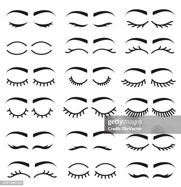 ilustraciones, imágenes clip art, dibujos animados e iconos de stock de set de pestañas - maquillaje para ojos