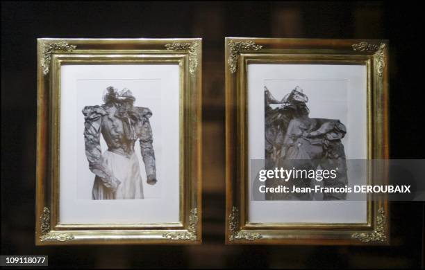 Museum Is Devoted To Empress Sissi In Hofburg Palace. On May 1, 2004 In Vienna , Austria. Two Photographs Of The Dress Worn By Sissi The Day She Was...