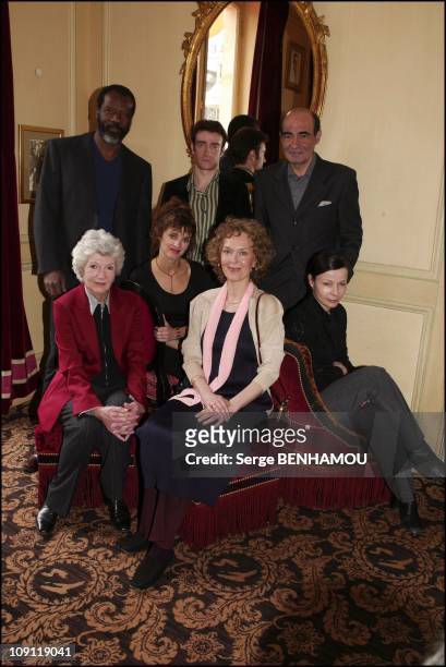 Press Conference To Announce List Of Nominations For "Molieres" 2004 At The Fouquet'S. On March 25, 2004 In Paris, France. Martine Sarcey, Evelyne...