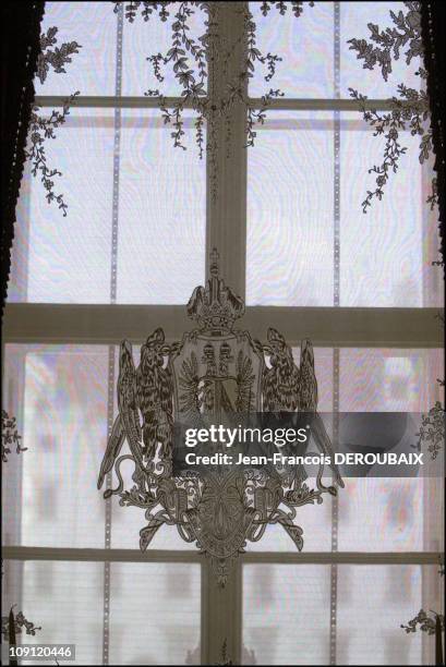 Museum Is Devoted To Empress Sissi In Hofburg Palace. On May 1, 2004 In Vienna , Austria. In Sissi'S Office, In Front Of The Window, The Blazon Of...