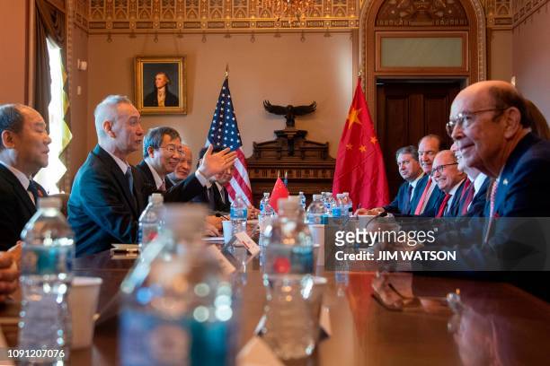 Delegation, including US Trade Representative Robert Lighthizer and US Secretary of Commerce Wilbur Ross talks with the Chinese Delegation including...