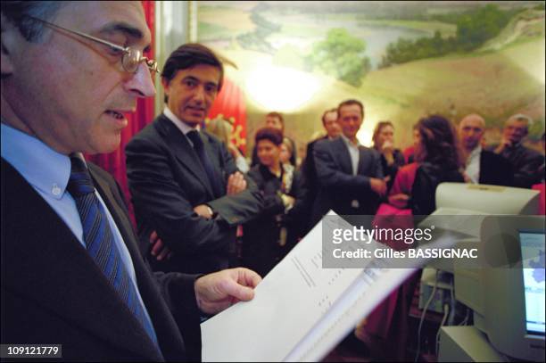Philippe Douste-Blazy Wins The Municipal Election In Toulouse On March 18Th, 2001 In Toulouse, France. In The Capitole With The Former Mayor...