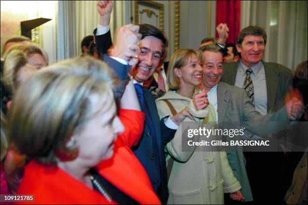 Philippe Douste-Blazy Wins The Municipal Election In Toulouse On March 18Th, 2001 In Toulouse, France. In The Capitole With Florence Baudis And...