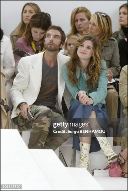 Celebs At The Chanel Haute Couture Fall Winter 2004/2005 Fashion Show. On July 7, 2004 In Paris, France. Cecile Cassel And Friend John Nollet