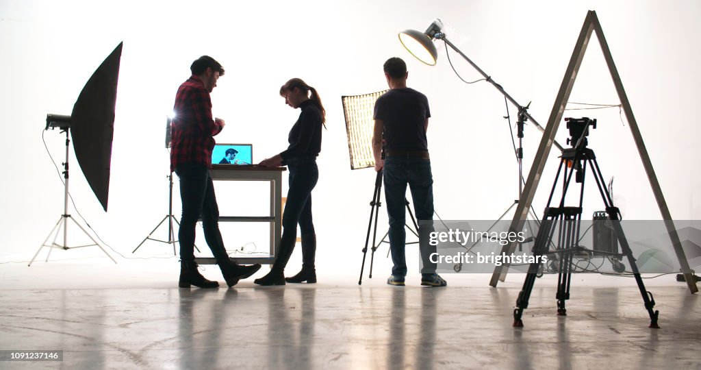 Filmploeg in de studio