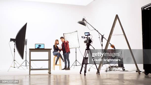 film crew in the studio - backstage crew stock pictures, royalty-free photos & images