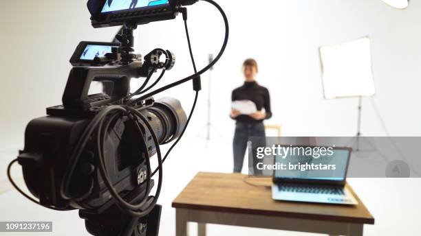 film studio - journalist laptop stock pictures, royalty-free photos & images