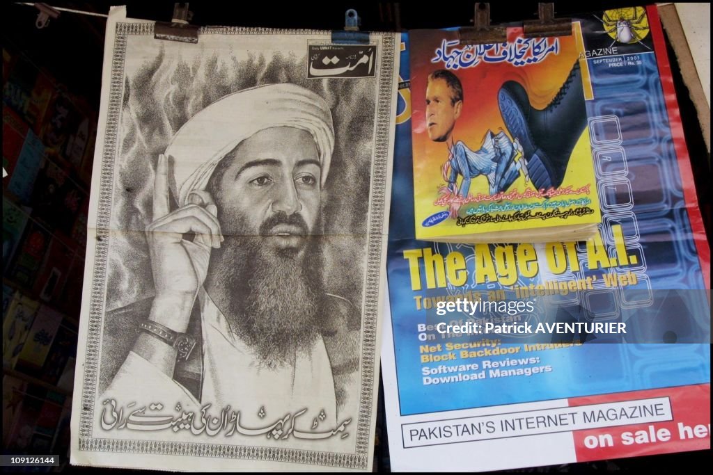 Posters Of Osama Bin Laden On April 10Th, 2001, Pakistan.