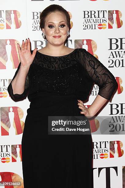 Adele attends The Brit Awards 2011 held at The O2 Arena on February 15, 2011 in London, England.