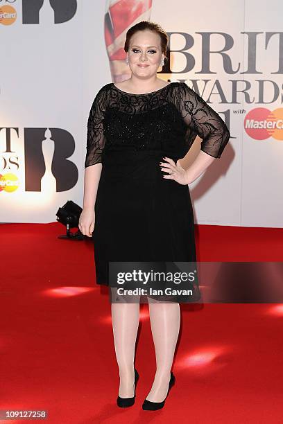 Adele attends The Brit Awards 2011 held at The O2 Arena on February 15, 2011 in London, England.