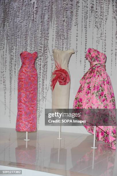 Christian Dior, Designer of Dreams clothes creations seen during the fashion exhibition supported by Swarovski, at the V&A Museum in London.