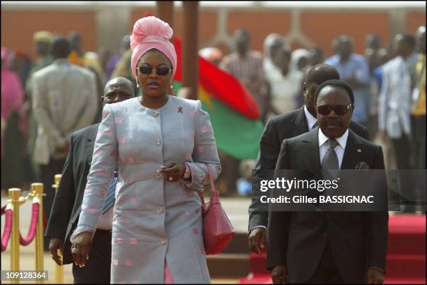 Opening Of The Xth French Speaking Summit, Arrival Of The Heads Of States . On November 26, 2004 In Ouagadougou, Burkina Faso. Omar Bongo, President...