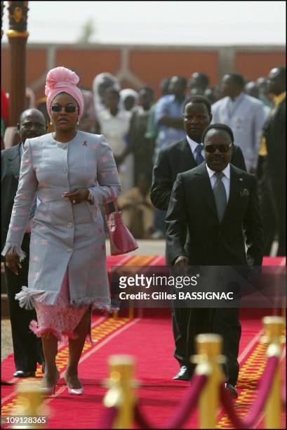 Opening Of The Xth French Speaking Summit, Arrival Of The Heads Of States . On November 26, 2004 In Ouagadougou, Burkina Faso. Omar Bongo, President...