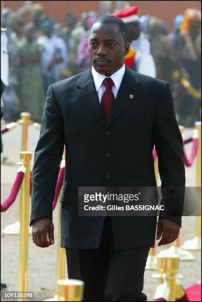 Opening Of The Xth French Speaking Summit, Arrival Of The Heads Of States . On November 26, 2004 In Ouagadougou, Burkina Faso. President Joseph...