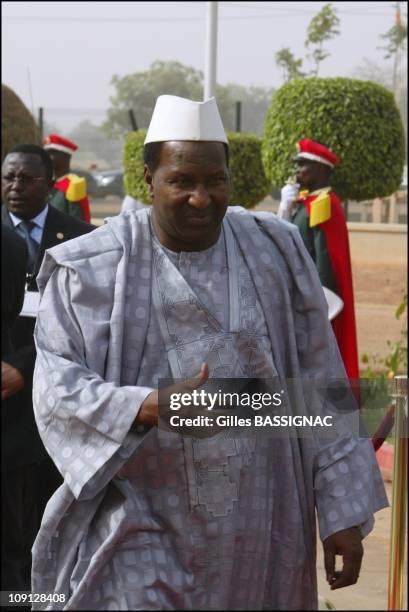 Opening Of The Xth French Speaking Summit, Arrival Of The Heads Of States . On November 26, 2004 In Ouagadougou, Burkina Faso. Alpha Oumar Konare,...