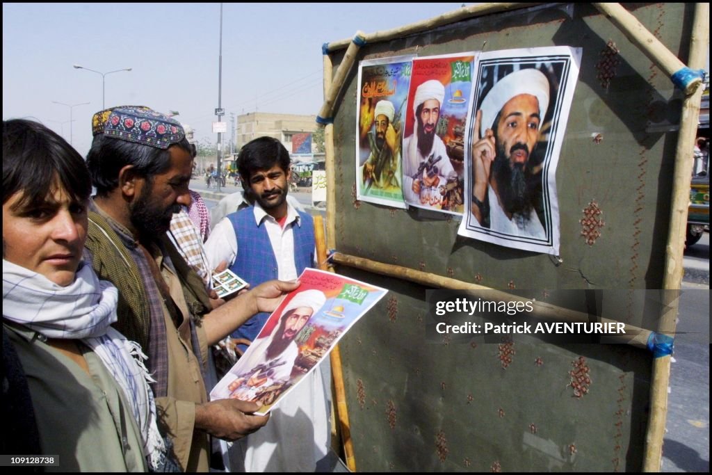 New Poster Of Osama Ben Laden On January 10Th, 2001, Pakistan.