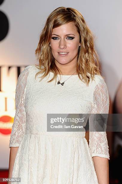 Presenter Caroline Flack attends The BRIT Awards 2011 at O2 Arena on February 15, 2011 in London, England.