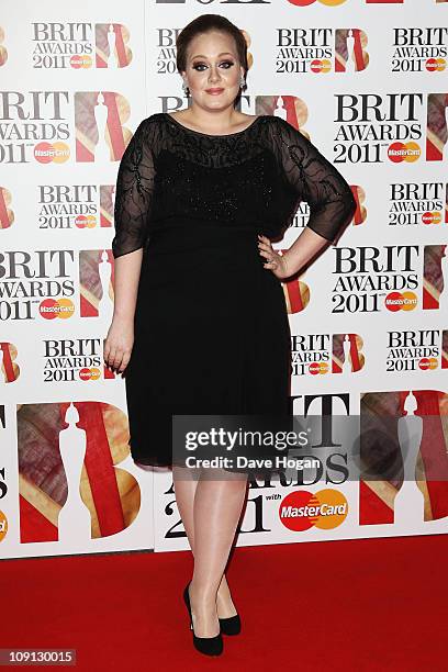 Singer Adele attends The BRIT Awards 2011 at O2 Arena on February 15, 2011 in London, England.