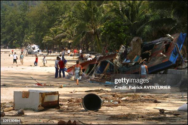 Aftermath Of The Tsunami That Hit Thai Patong Beach In Phuket. On December 28, 2004 In Phuket, Thailande