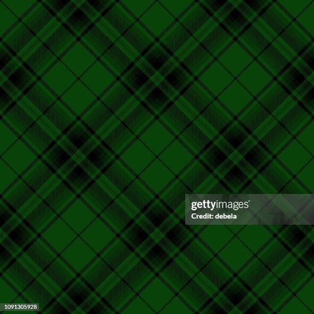 green and black scottish tartan plaid textile pattern - green argyle stock illustrations