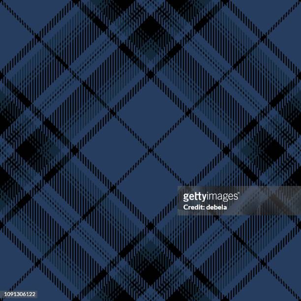 ilustraciones, imágenes clip art, dibujos animados e iconos de stock de patrón de textil tela escocesa de tartán escocés azul y negro - tartan