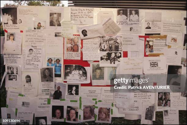 Death Toll Rises In Unprecedented Tsunami Disaster On December 29, 2004 In Phuket, Thailande Families And Friends Posting Pictures Of Missing Loved...