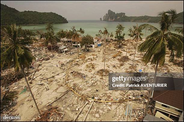 Kho Phi Phi Island Devastated By Tidal Wave That Struck Seven Countries After Powerful Dec. 26 Earthquake Off Sumatra. On December 30, 2004 In...