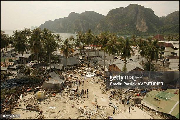 Kho Phi Phi Island Devastated By Tidal Wave That Struck Seven Countries After Powerful Dec. 26 Earthquake Off Sumatra. On December 30, 2004 In...