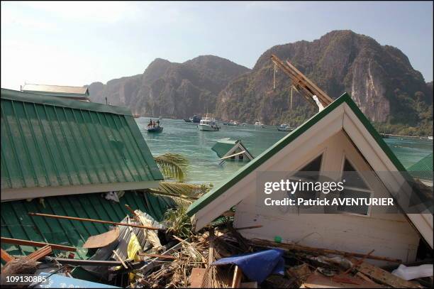 Kho Phi Phi Island Devasted By Tidal Wave That Struck Seven Countries After Powerfull Dec. 26 Earthquake Off Sumatra. On December 30, 2004 In...