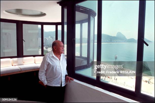 Exclusive : Brazilian Architect Oscar Niemeyer In His Copacabana Studio On March 14Th, 2002 In Rio De Janeiro, Brazil.