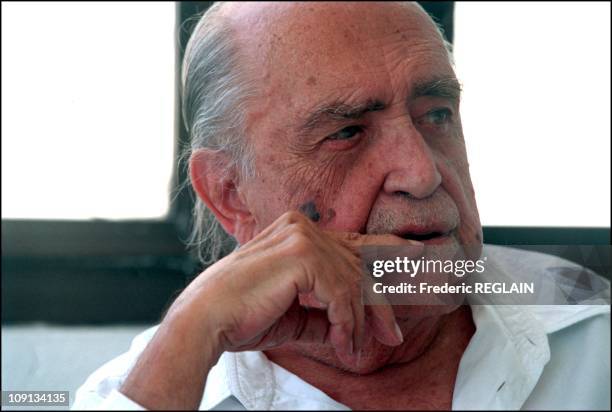 Exclusive : Brazilian Architect Oscar Niemeyer In His Copacabana Studio On March 14Th, 2002 In Rio De Janeiro, Brazil.