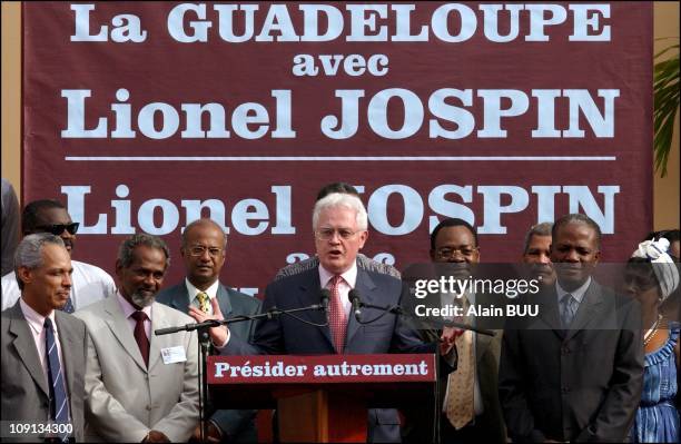 Presidential Candidate Lionel Jospin And His Wife Sylviane Agacinski Campaign In The French Lsland Of Guadeloupe On March 30Th, 2002 In Les Abymes,...