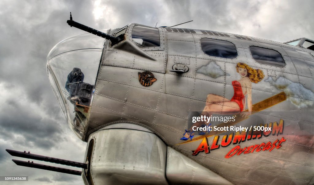 Distinctive nose art on Aluminum Overcast