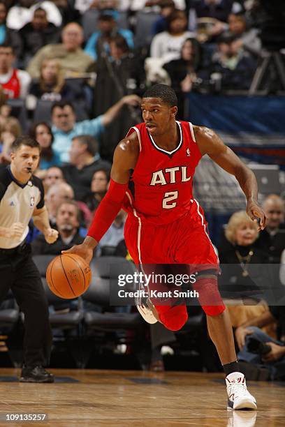 Atlanta Hawks shooting guard Joe Johnson drives to the basket during the game against the Charlotte Bobcats on January 22, 2011 at Time Warner Cable...
