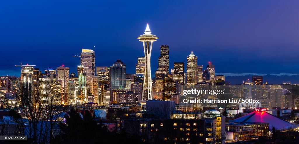 Seattle skyline at the blue hour.