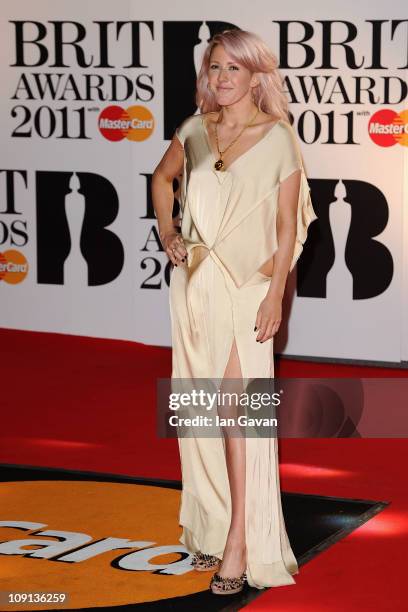 Ellie Goulding arrives on the red carpet for The BRIT Awards 2011 at the O2 Arena on February 15, 2011 in London, England.