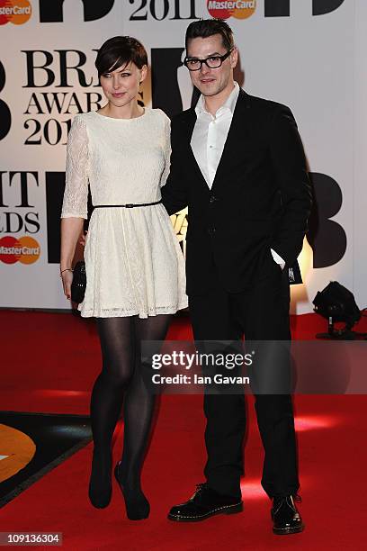 Matt Willis and Emma Willis arrive on the red carpet for The BRIT Awards 2011 at the O2 Arena on February 15, 2011 in London, England.