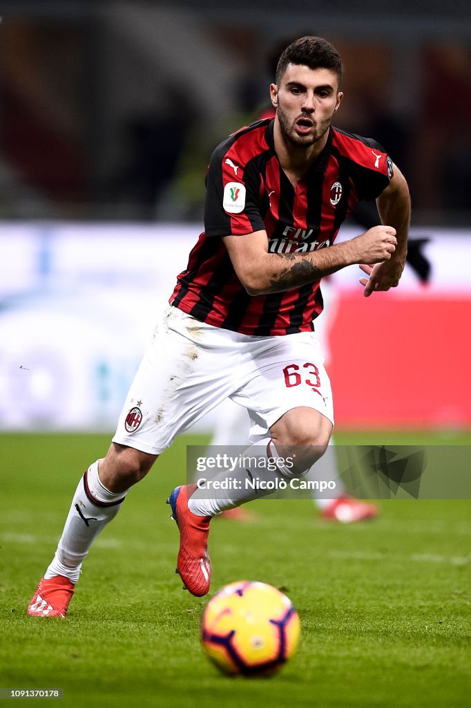 Patrick Cutrone of AC Milan in action during the Coppa...