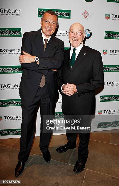 Heuer SA CEO Jean-Christophe Babin and racing commentator and broadcaster Murray Walker attend the Motor Sport Hall of Fame 2011 in association with...