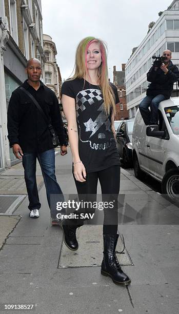 Avril Lavigne leaving a studio in central London on February 15, 2011 in London, England.
