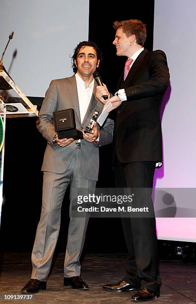 Racing driver and hall of fame inductee Dario Franchitti and presenter Jake Humphrey attend the Motor Sport Hall of Fame 2011 in association with TAG...