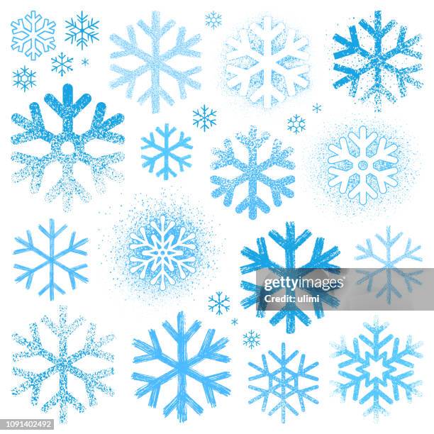 snowflakes - chalk circle stock illustrations