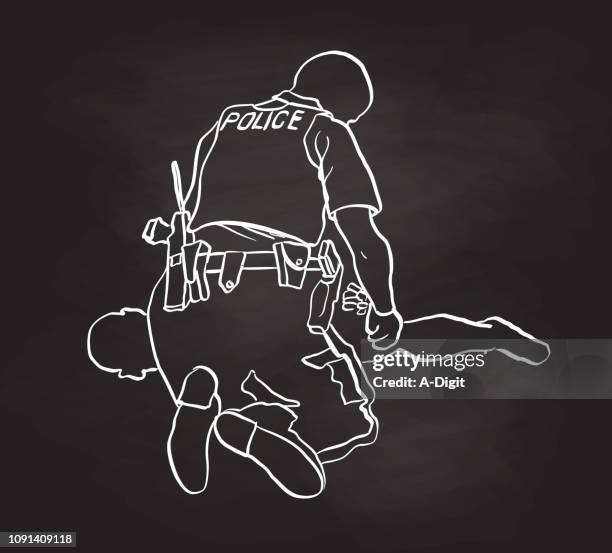 ilustraciones, imágenes clip art, dibujos animados e iconos de stock de calle de la detención policial - kneeling