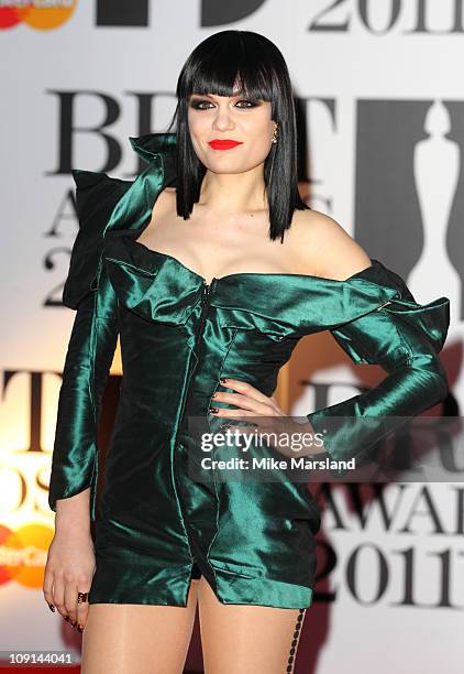 Jessie J arrives at the BRIT Awards at O2 Arena on February 15, 2011 in London, England.