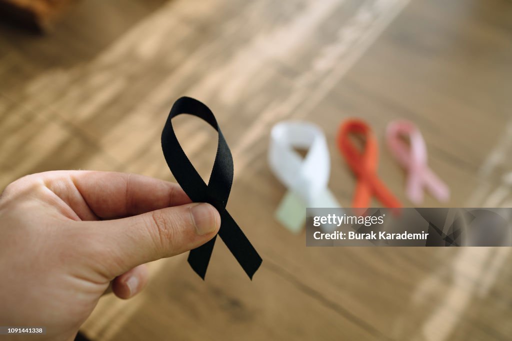 Colorful ribbons, cancer awareness, World cancer day background